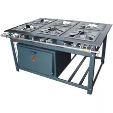 Fogão Industrial Baixa Pressão 6 Bocas 6d Inox 40x40 E Forno