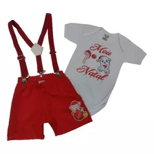  Conjunto Para Bebê Menino Meu Primeiro Natal Mesversario