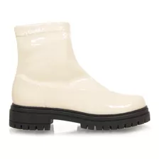 Bota Feminino Off White Verniz Solado Tratorado