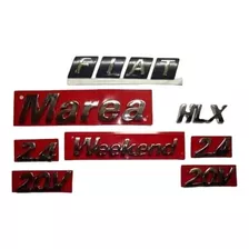 Kit Emblemas Fiat + Marea + Hlx + Weekend + 2x 2.4 20v 01/07
