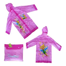 Poncho Impermeable Campanita En Peva Rosado Claro Para Niña