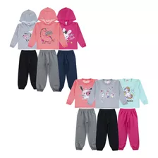 Kit 6 Conjuntos Moletons Infantil Feminino