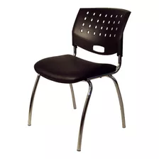 Silla Fija Apilable De Hogar Escritorio Bar Diseño Excelente Color Respaldo Negro Asiento Ecocuero Negro