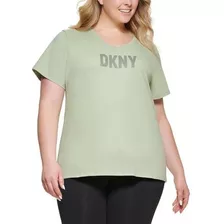 Remera Donna Karan New York, Dkny Logo, Talle 3x - Verde