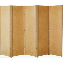 Kit 5 Biombo Folha Liso Ripado Divisor Ambiente Madeira Mdf