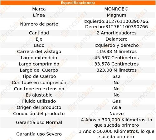 Kit 2 Amortiguadores Del Gas Magnum Promaster 2500 Ram 14/20 Foto 3