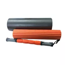 Set Foam Roller Rolo Rodillo Masajeador 3 En 1 Yoga Pilates