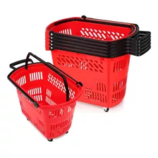 Gccsj 35l 6pcs Cestas De Compras Rojas Cestas De Plástico