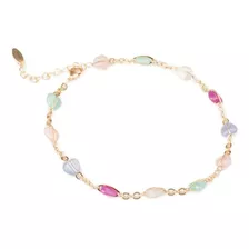 Pulsera Tobillera De Corazones 3mm Ajustable Chapa Oro 18k Largo 23 Cm