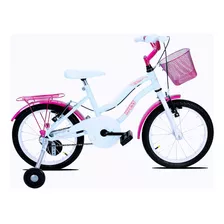 Bicicleta De Passeio Infantil Forss Infantil Hello 2022 Aro 16 Freios V-brakes Cor Branco/pink Com Rodas De Treinamento