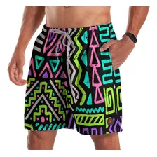 Short Bermuda Tribal Shapes Neon