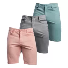 3 Shorts Bermudas De Gabardina Hombre Comodo Algodon Oferta