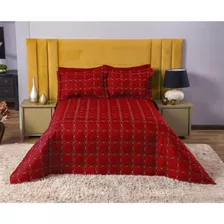 Cobre Leito Mosaico Super King 3 Peças - Vermelho