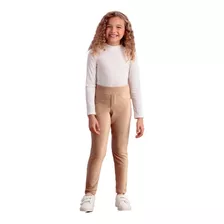 Calça Legging Petit Cherie Veludo Bege Tipo Montaria