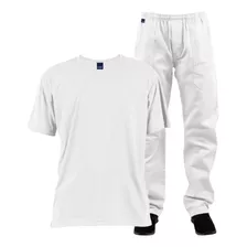 Kit 1 Uniforme Açougueiro - Calça Brim + Camiseta Malha Fria