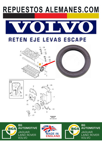  Reten Eje Levas Escape Volvo C30 S40 V40 Xc70 Xc90 2.4 T5 Foto 3