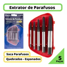 Sacador Parafusos Quebrados Espanados Kit Extrator Jogo 5 Pc