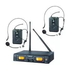 Microfone S/ Fio Staner Uhf Duplo Headset Srw 48d / Ht9a