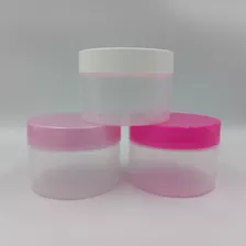 50 Pote Plástico 300g Transparente Com Tampas Coloridas