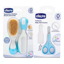 Kit Cuidados Cabelo E Unha Do Bebê Recém Nascido Chicco Azul Cor Azul