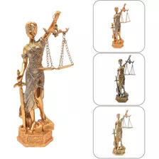 Estátua Decorativa Deusa Dama Da Justiça Themis Direito Cor Dourado