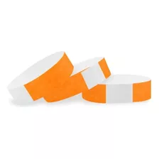 100 Pulseras Tyvek Naranja Neon (sin Impresión) Eventos!