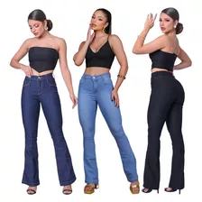 Kit 3 Calça Feminina Jeans Com Lycra Cintura Alta Promoção