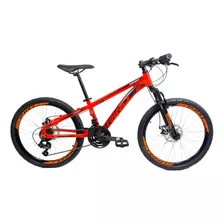 Bicicleta Aro 24 Rino Everest Freio Disco 21v Câmbio Shimano Cor Laranja/neón