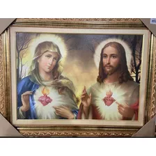 Quadro Sagrado Coração De Maria E Jesus Resinado 78x1,08cm