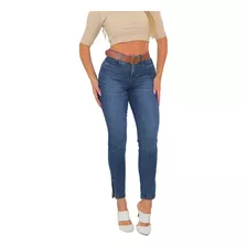 Calça Jeans Skinny Feminina Cintura Média Com Cinto 23134