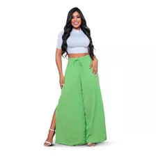 Calça Feminina Pantalona Duna Cintura Cós Alto Fenda Lateral