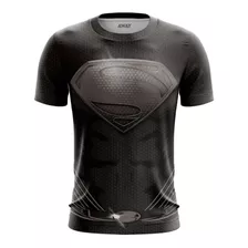 Camiseta Camisa Traje Superman Preto Dc Liga Da Justiça 