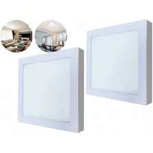 2 Painel Plafon Led Branco Frio 12w Sobrepor Quadrado Teto