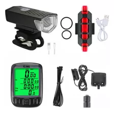 Kit Acessórios Bicicleta Lanterna + Led + Velocimetro 563a