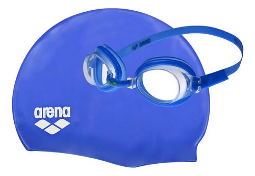 Combo Arena Pool Jr. Gafas Gorro Blue-clear Blue-white