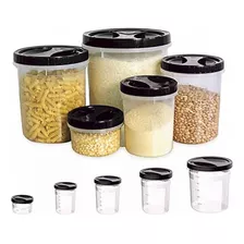 Kit Com 5 Potes De Rosca Para Mantimentos Alimentos Uninjet Cor Preto