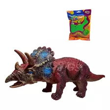 Kit Dinossauro Borracha Triceratopos + Massinha De Modelar