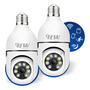 Kit C/ 2 Câmeras Lâmpada Ip Wi-fi 360° | Visão Colorida | Áudio | Sensor De Movimento | E27 App Yoosee- Hw Branco