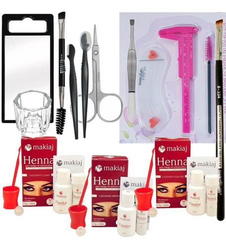 Kit Sobrancelha Design 3 Henna Makiaj Macrilan Profissional