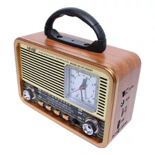 Radio Vintage Con Reloj Clásico Am Fm Bluetooth Recargable 