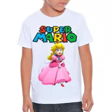 Camiseta Infantil Super Mário Princesa Peach Game #01