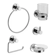 Set Kit De Accesorios De Baño Cromado 5 Piezas Aligas