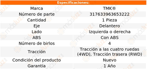 1- Maza Delantera Izq/der Con Abs Tundra V8 5.7l 07/19 Tmk Foto 2