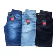 Kit 3 Bermudas Jeans Masculina Lycra Elastano Original