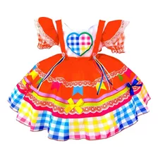 Vestido Junino Infantil Festa Junina Luxo Meninas Coração