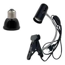 Kit Suporte Soquete Articulado + Lâmpada Cerâmica 110v 100w