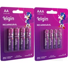 32 Pilhas Recarregável Aa 2700mah E 8 Pilhas Aaa Elgin