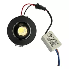 Mini Spot Led Redondo Negro 3w 220v Luz Cálida 3000k