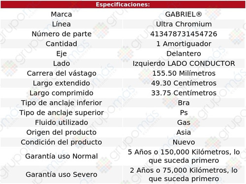 1 Amortiguador Conductor Del Ultra Chromium Corsa 00-08 Foto 2