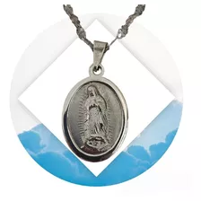 Medalla Virgen De Guadalupe Con Cadena De 60cm Plata Ley.925